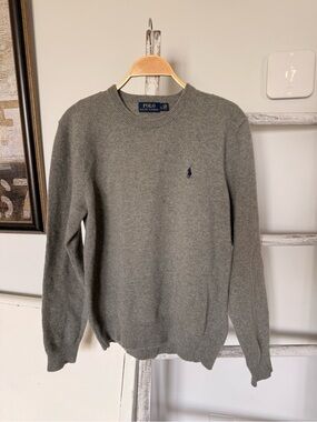 Polo Ralph Lauren Sweater Men Large Lamb Wool Pre Owned EUC Dark Grey